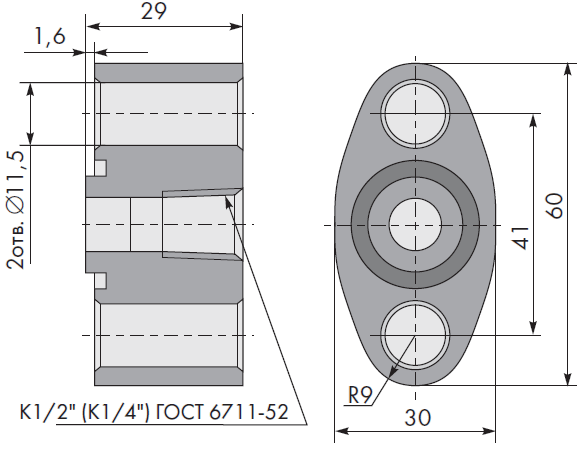 Фланец К1/2, К1/4