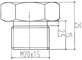 Штуцер м20х1.5. Габаритный чертеж